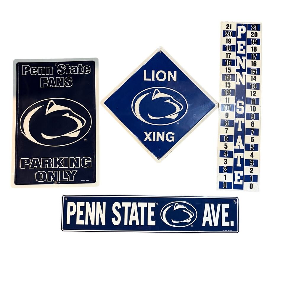 Penn State Signs Tin Metal Nittany Lion Mancave Bar Sign Xing Parking Scoreboard